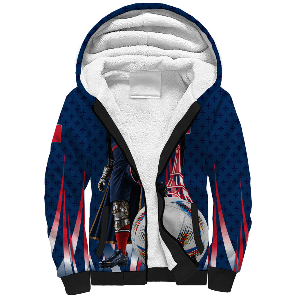 Personalized France Football Knight Sherpa Hoodie Medieval Knight Soccer Concept With Eiffel Tower