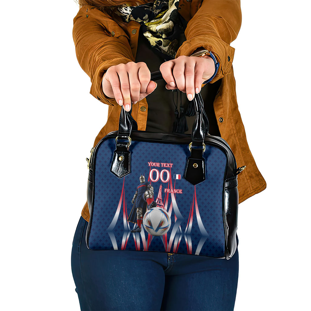 Personalized France Football Knight Shoulder Handbag Medieval Knight Soccer Concept With Eiffel Tower