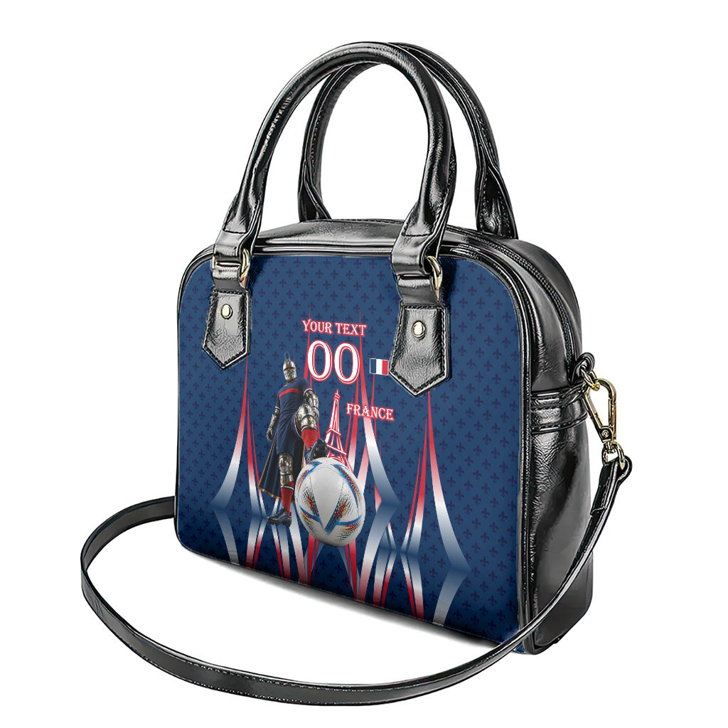 Personalized France Football Knight Shoulder Handbag Medieval Knight Soccer Concept With Eiffel Tower