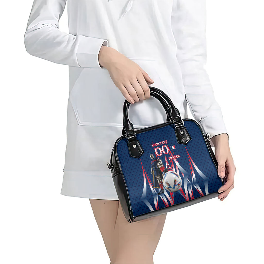 Personalized France Football Knight Shoulder Handbag Medieval Knight Soccer Concept With Eiffel Tower