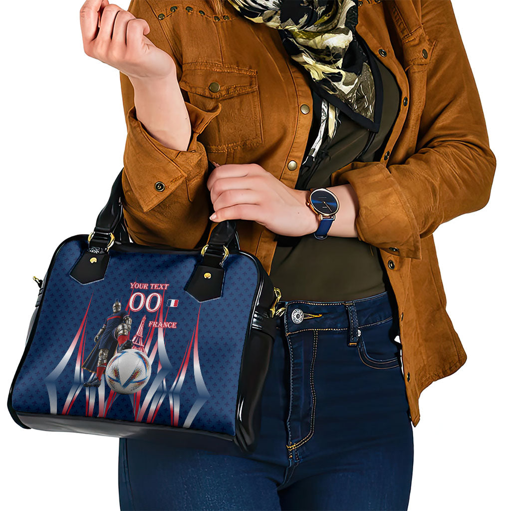 Personalized France Football Knight Shoulder Handbag Medieval Knight Soccer Concept With Eiffel Tower
