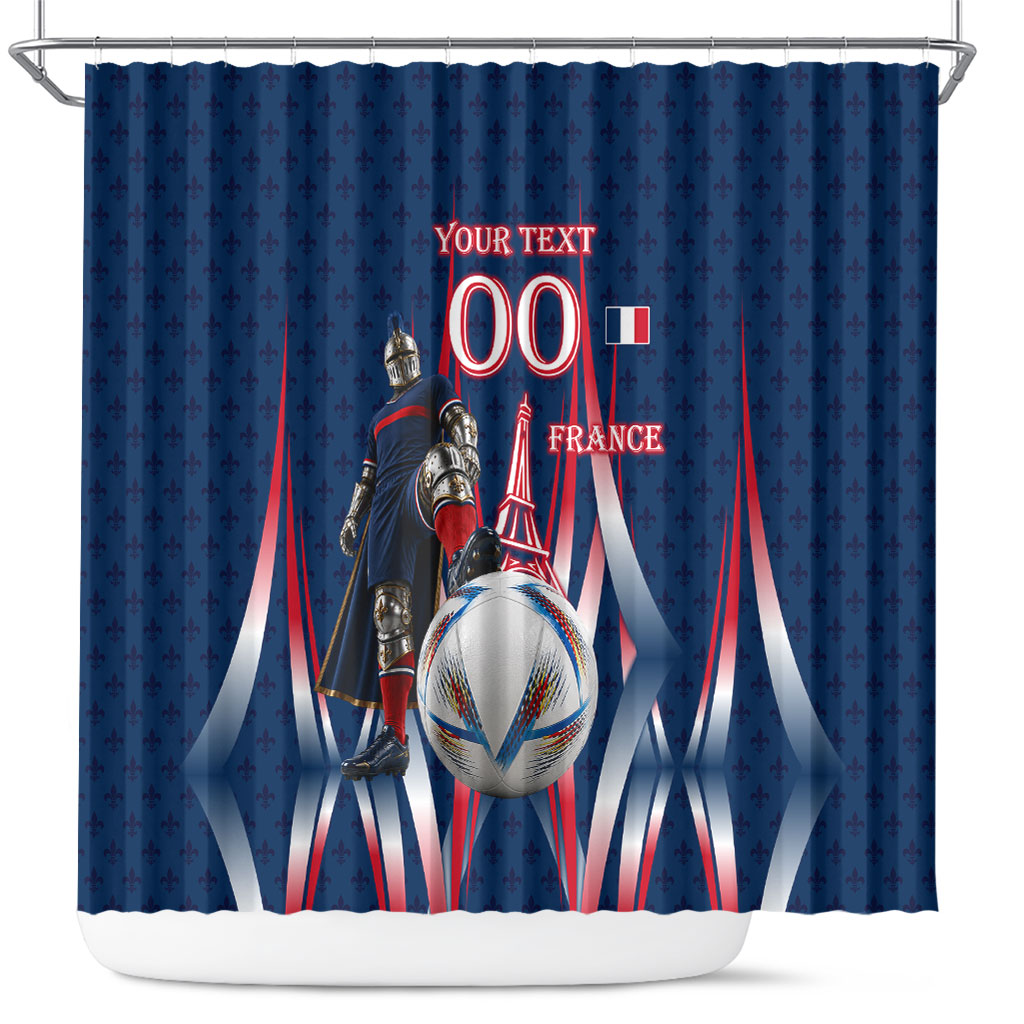 Personalized France Football Knight Shower Curtain Medieval Knight Soccer Concept With Eiffel Tower