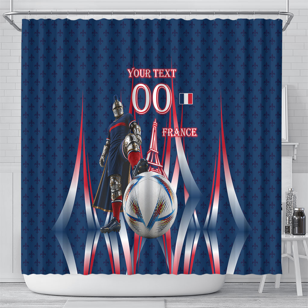 Personalized France Football Knight Shower Curtain Medieval Knight Soccer Concept With Eiffel Tower