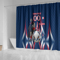 Personalized France Football Knight Shower Curtain Medieval Knight Soccer Concept With Eiffel Tower
