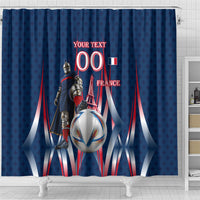 Personalized France Football Knight Shower Curtain Medieval Knight Soccer Concept With Eiffel Tower