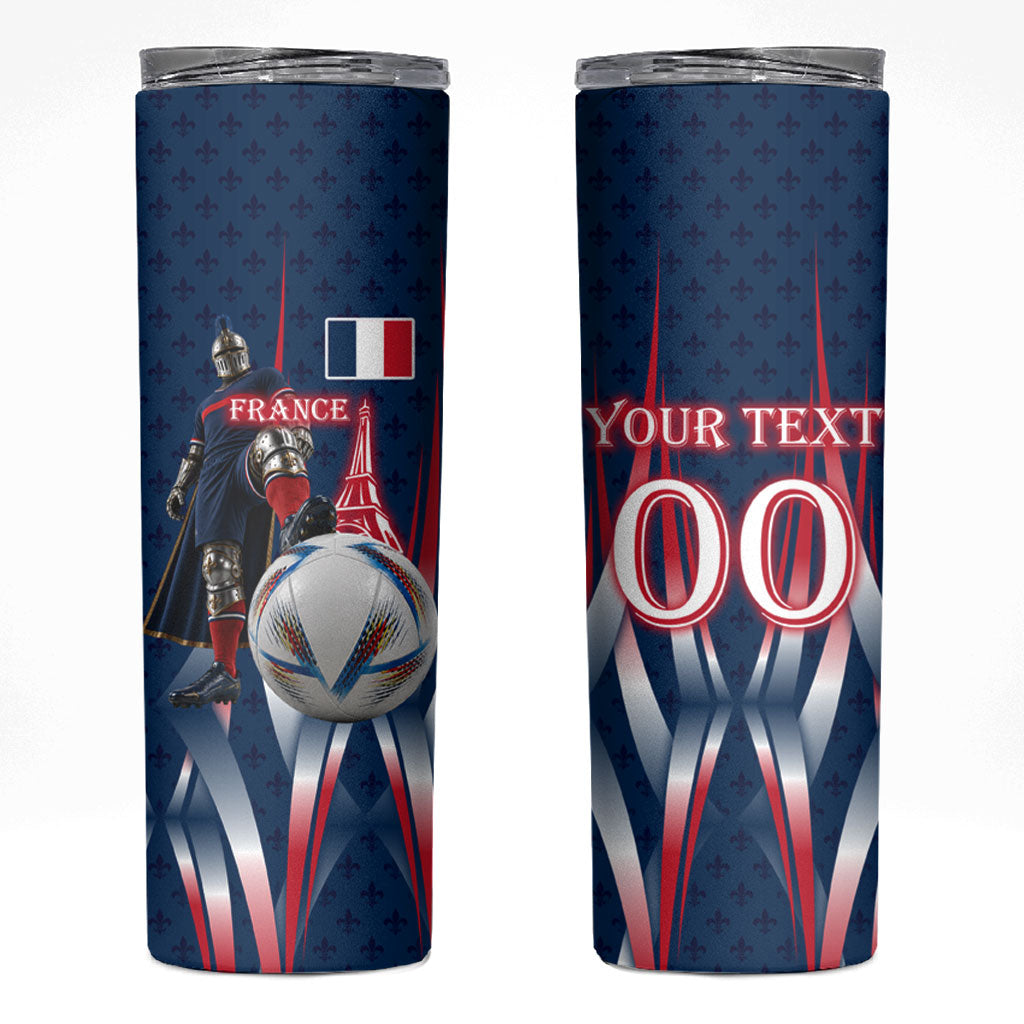 Personalized France Football Knight Skinny Tumbler Medieval Knight Soccer Concept With Eiffel Tower
