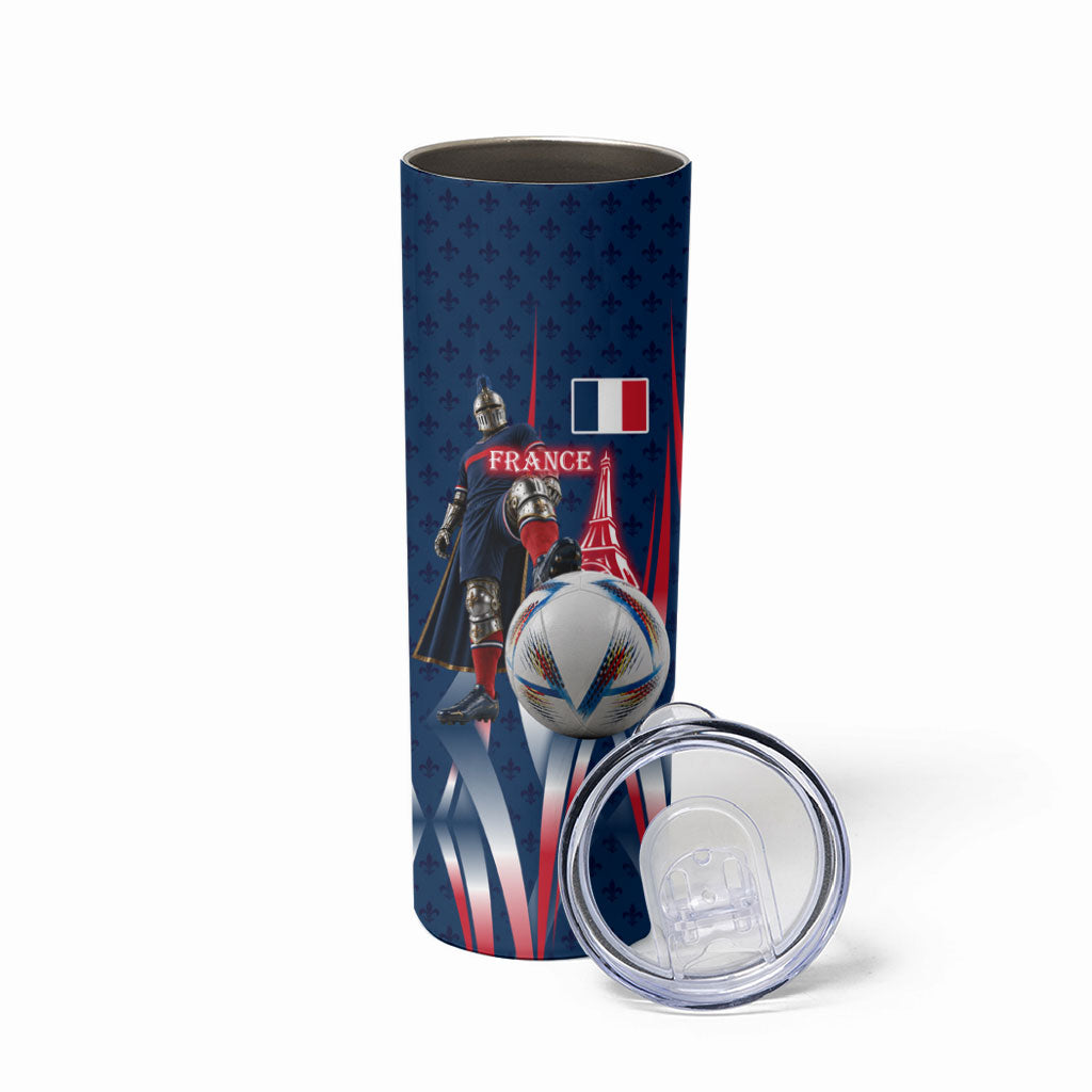 Personalized France Football Knight Skinny Tumbler Medieval Knight Soccer Concept With Eiffel Tower