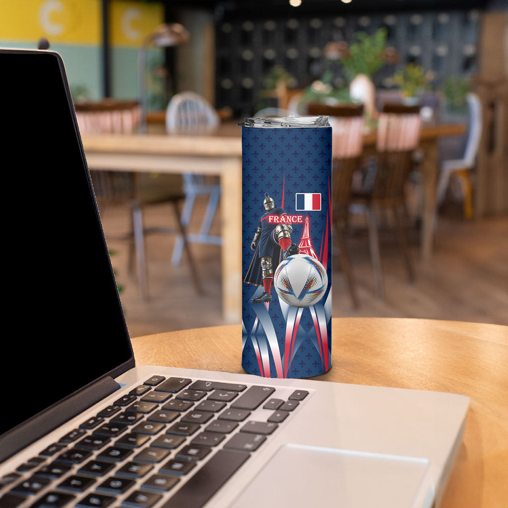 Personalized France Football Knight Skinny Tumbler Medieval Knight Soccer Concept With Eiffel Tower