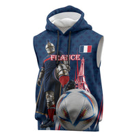 Personalized France Football Knight Sleeveless Hoodie Medieval Knight Soccer Concept With Eiffel Tower