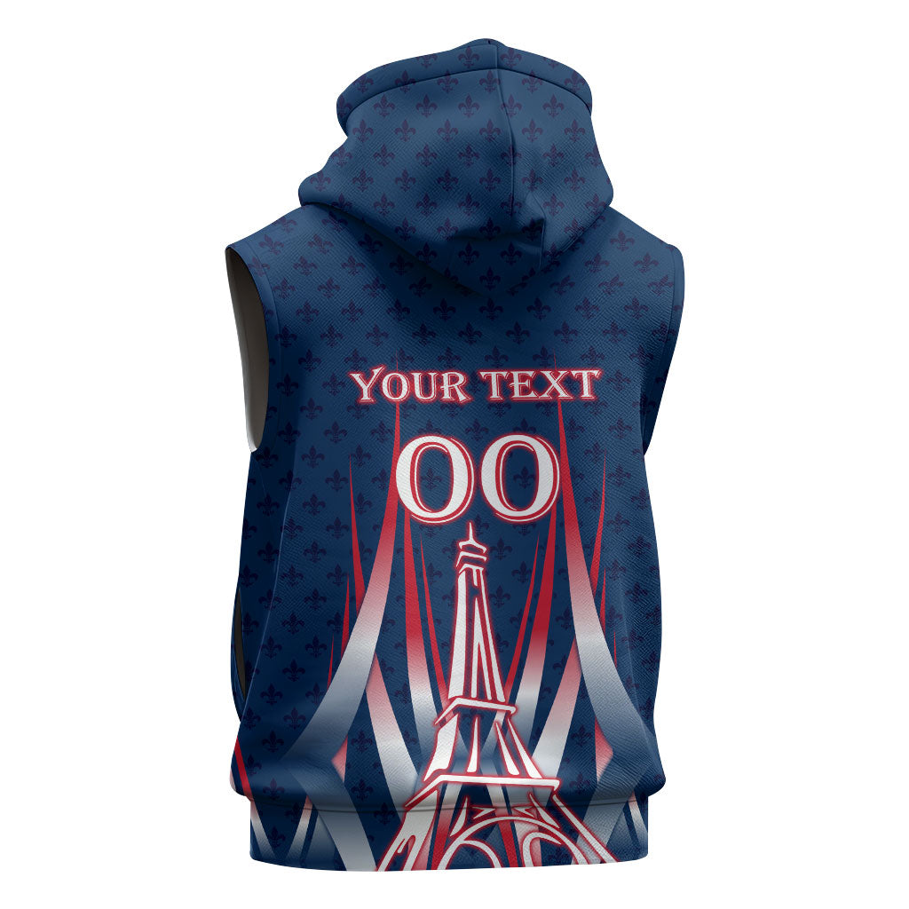 Personalized France Football Knight Sleeveless Hoodie Medieval Knight Soccer Concept With Eiffel Tower