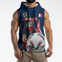 Personalized France Football Knight Sleeveless Hoodie Medieval Knight Soccer Concept With Eiffel Tower