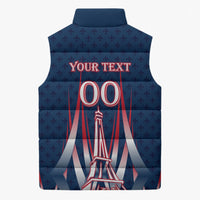 Personalized France Football Knight Sleeveless Puffer Jacket Medieval Knight Soccer Concept With Eiffel Tower