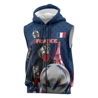 Personalized France Football Knight Sleeveless Zip Hoodie Medieval Knight Soccer Concept With Eiffel Tower