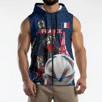 Personalized France Football Knight Sleeveless Zip Hoodie Medieval Knight Soccer Concept With Eiffel Tower
