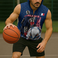 Personalized France Football Knight Sleeveless Zip Hoodie Medieval Knight Soccer Concept With Eiffel Tower