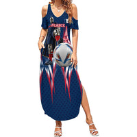 Personalized France Football Knight Summer Maxi Dress Medieval Knight Soccer Concept With Eiffel Tower