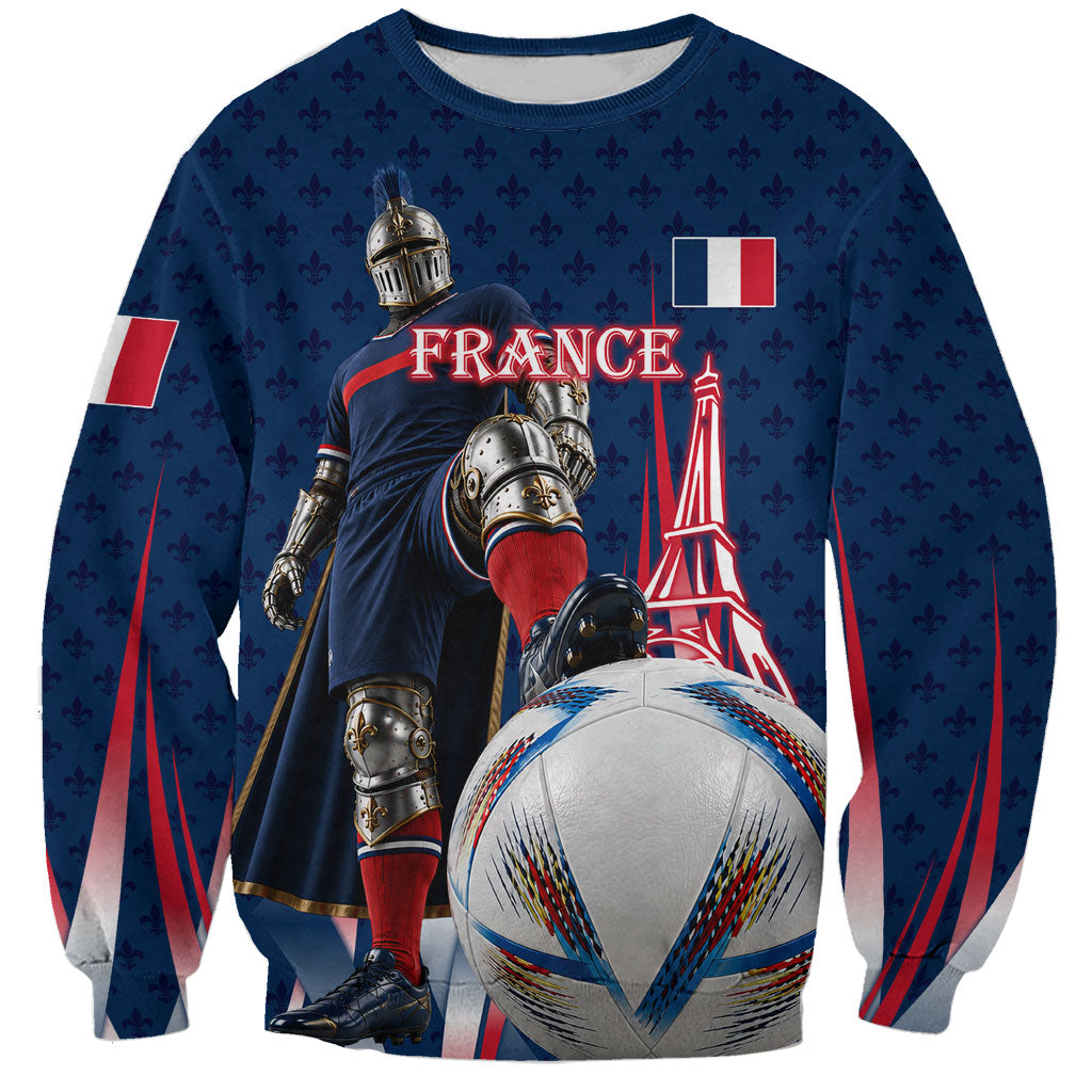Personalized France Football Knight Sweatshirt Medieval Knight Soccer Concept With Eiffel Tower