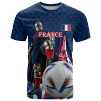 Personalized France Football Knight T Shirt Medieval Knight Soccer Concept With Eiffel Tower
