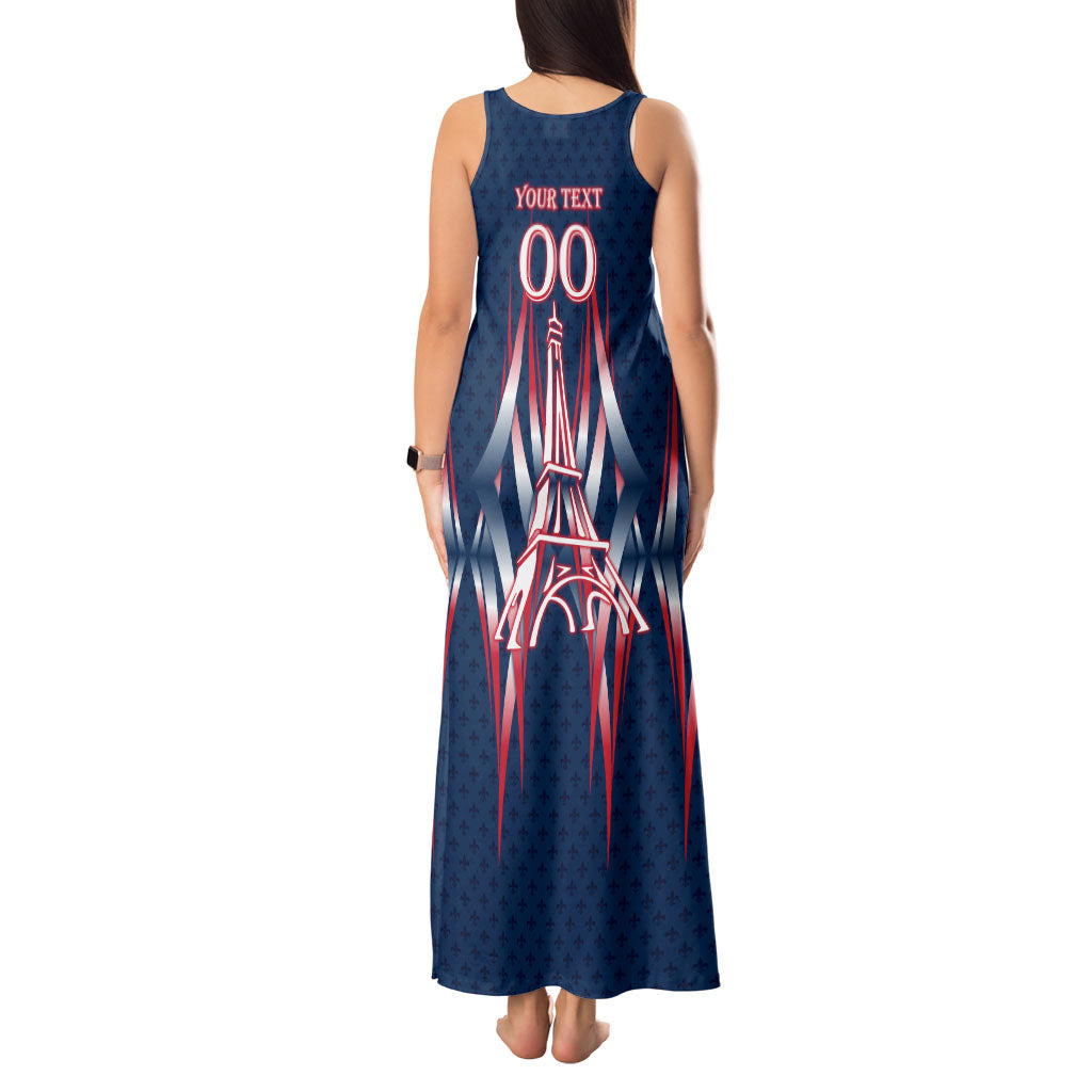 Personalized France Football Knight Tank Maxi Dress Medieval Knight Soccer Concept With Eiffel Tower