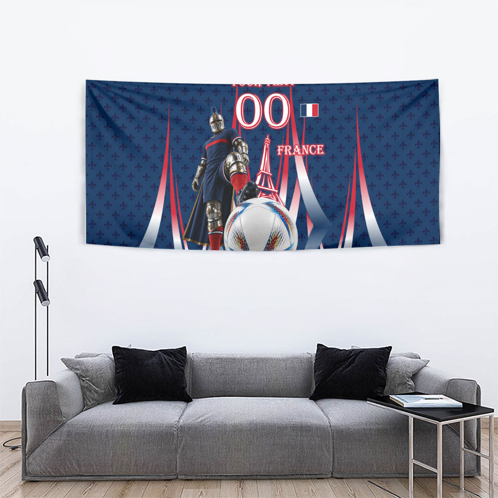 Personalized France Football Knight Tapestry Medieval Knight Soccer Concept With Eiffel Tower