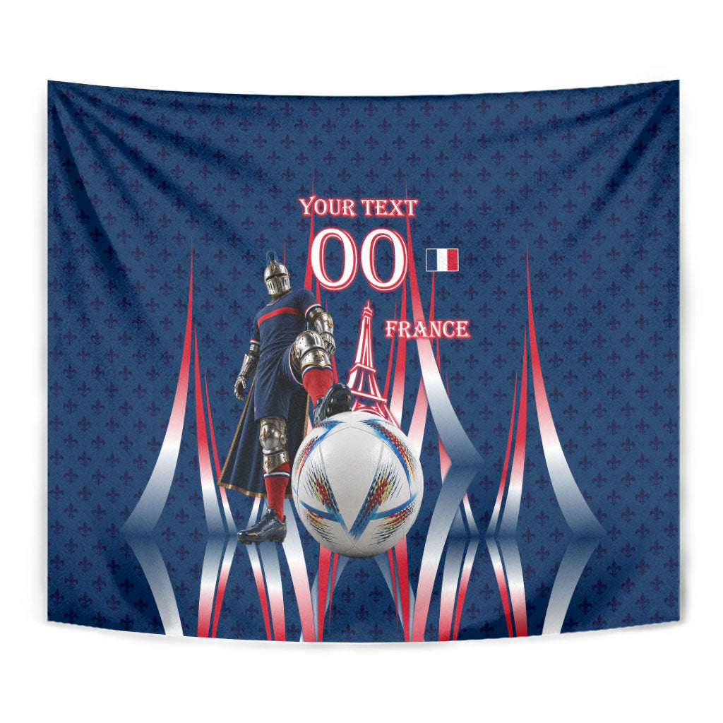 Personalized France Football Knight Tapestry Medieval Knight Soccer Concept With Eiffel Tower