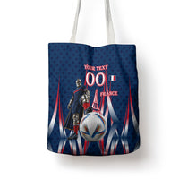 Personalized France Football Knight Tote Bag Medieval Knight Soccer Concept With Eiffel Tower