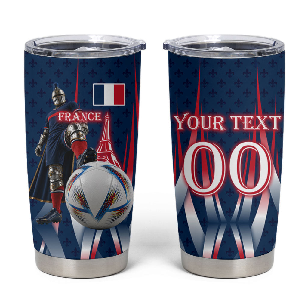 Personalized France Football Knight Tumbler Cup Medieval Knight Soccer Concept With Eiffel Tower