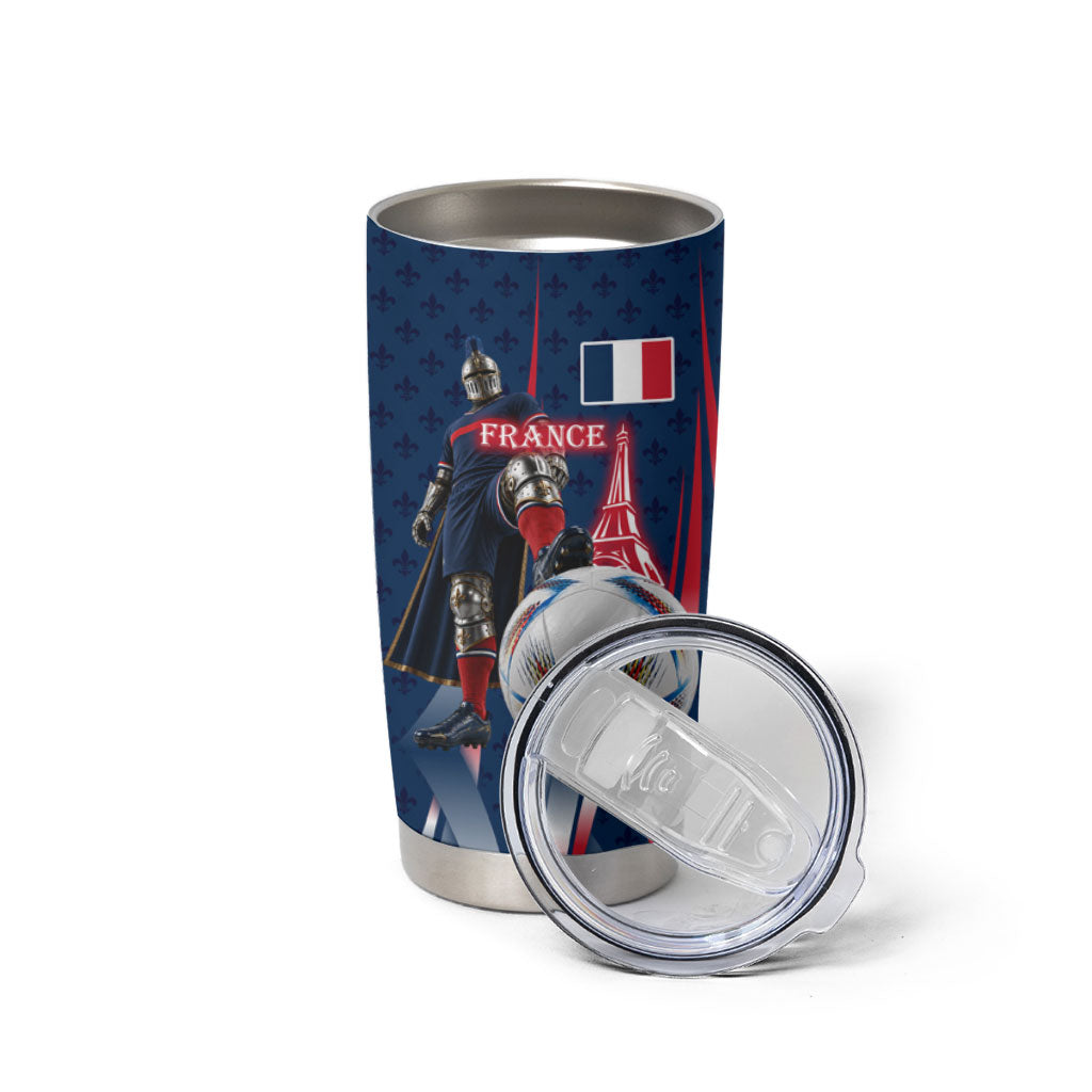 Personalized France Football Knight Tumbler Cup Medieval Knight Soccer Concept With Eiffel Tower