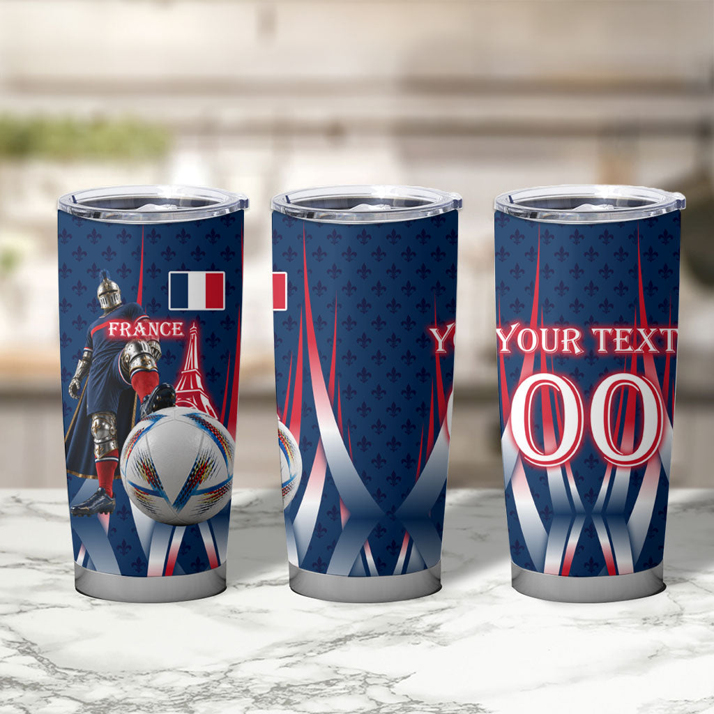 Personalized France Football Knight Tumbler Cup Medieval Knight Soccer Concept With Eiffel Tower