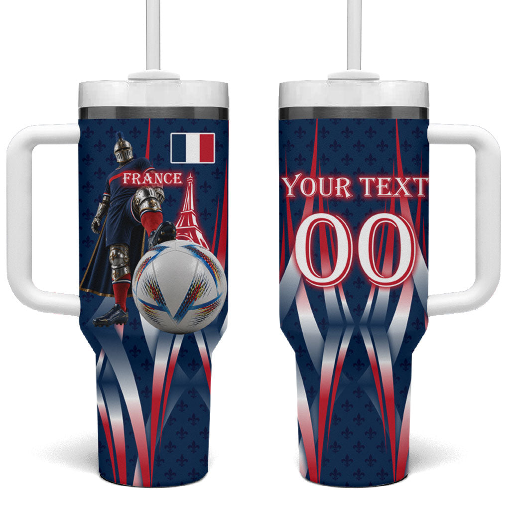 Personalized France Football Knight Tumbler With Handle Medieval Knight Soccer Concept With Eiffel Tower