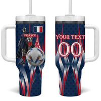 Personalized France Football Knight Tumbler With Handle Medieval Knight Soccer Concept With Eiffel Tower