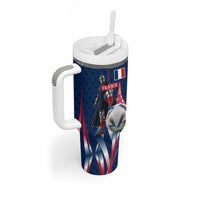 Personalized France Football Knight Tumbler With Handle Medieval Knight Soccer Concept With Eiffel Tower