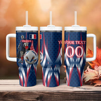 Personalized France Football Knight Tumbler With Handle Medieval Knight Soccer Concept With Eiffel Tower