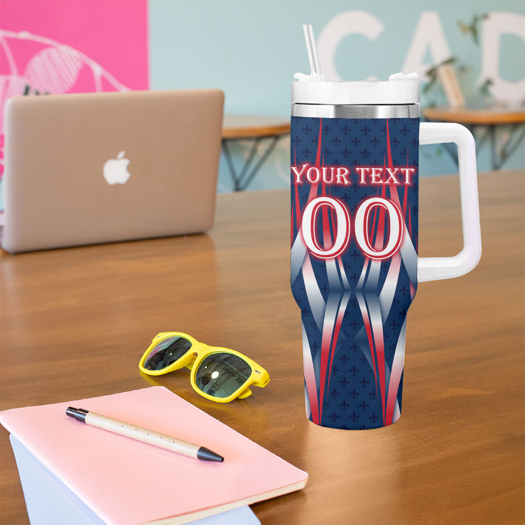 Personalized France Football Knight Tumbler With Handle Medieval Knight Soccer Concept With Eiffel Tower