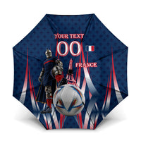 Personalized France Football Knight Umbrella Medieval Knight Soccer Concept With Eiffel Tower