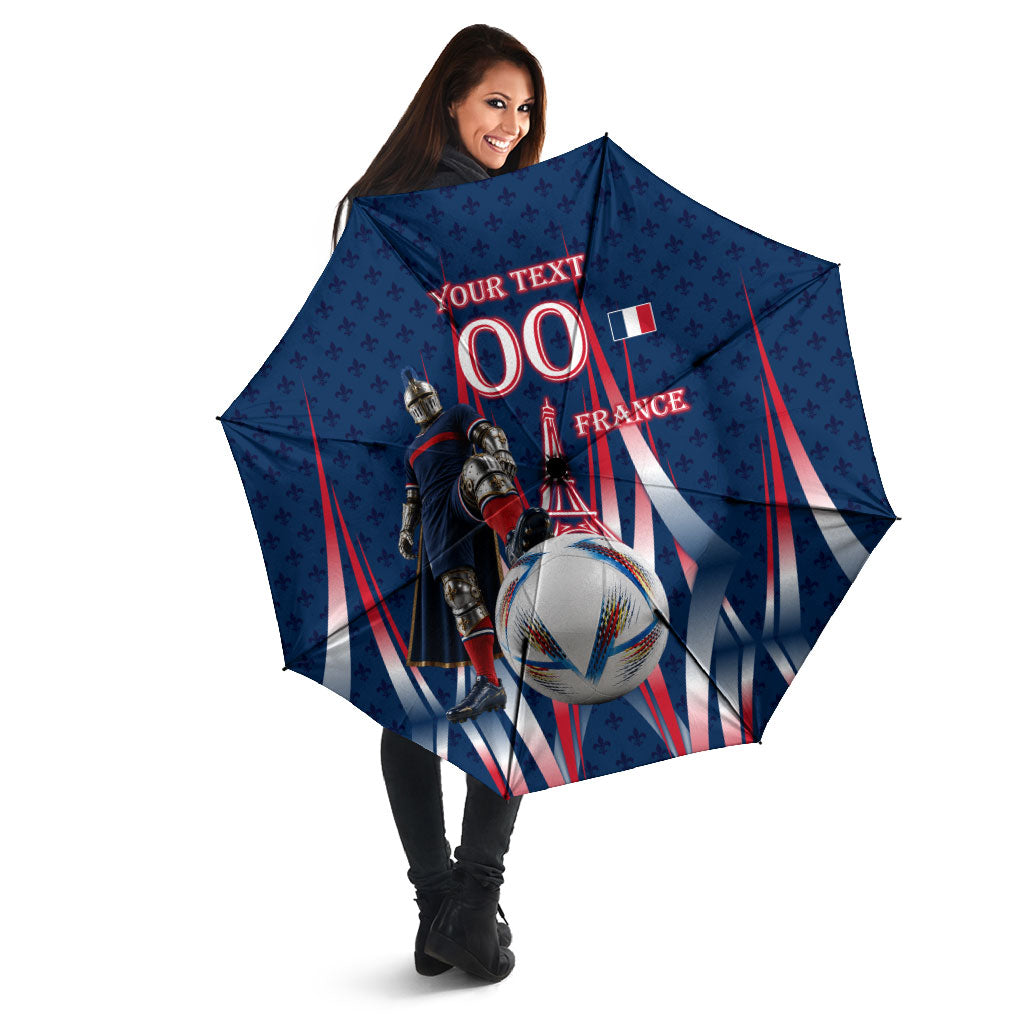 Personalized France Football Knight Umbrella Medieval Knight Soccer Concept With Eiffel Tower