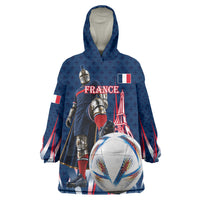 Personalized France Football Knight Wearable Blanket Hoodie Medieval Knight Soccer Concept With Eiffel Tower