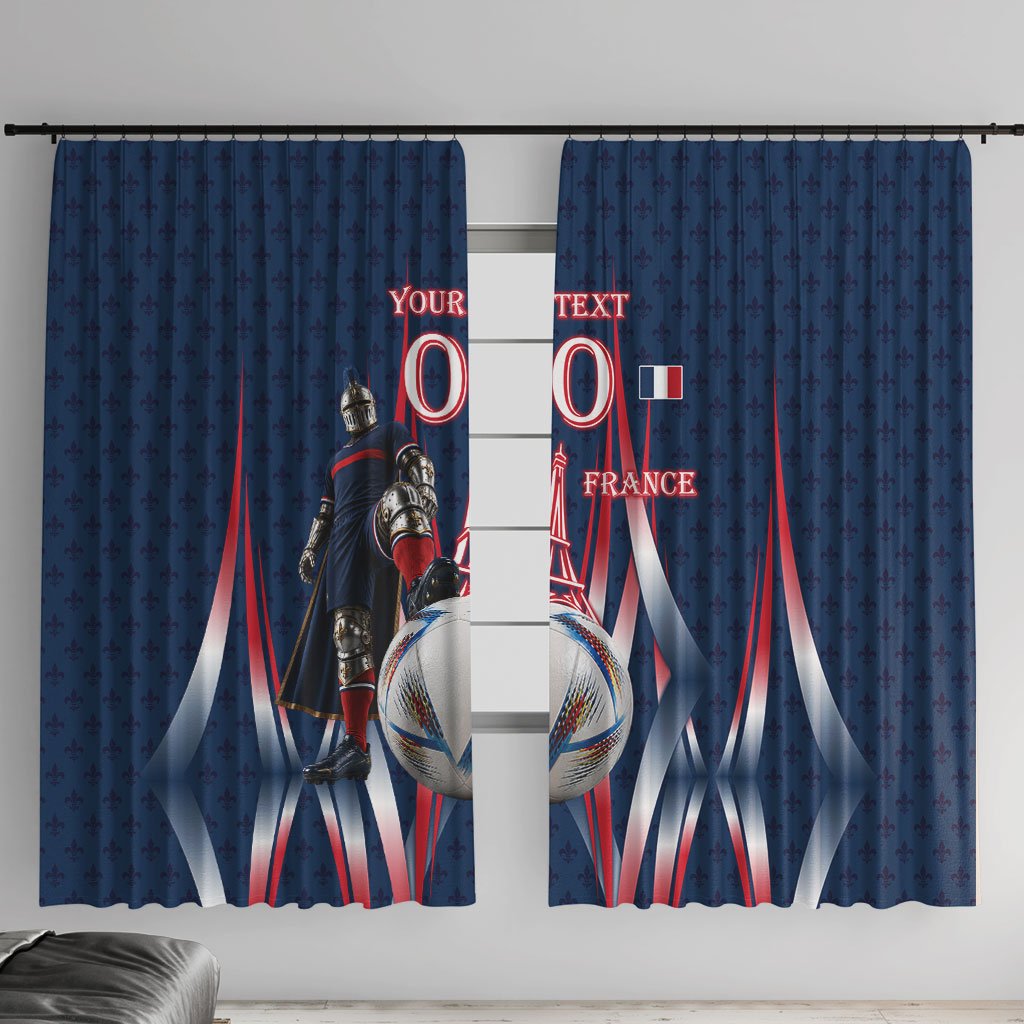 Personalized France Football Knight Window Curtain Medieval Knight Soccer Concept With Eiffel Tower