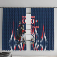 Personalized France Football Knight Window Curtain Medieval Knight Soccer Concept With Eiffel Tower