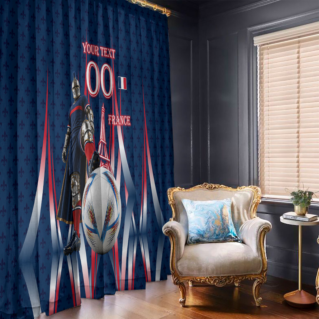 Personalized France Football Knight Window Curtain Medieval Knight Soccer Concept With Eiffel Tower
