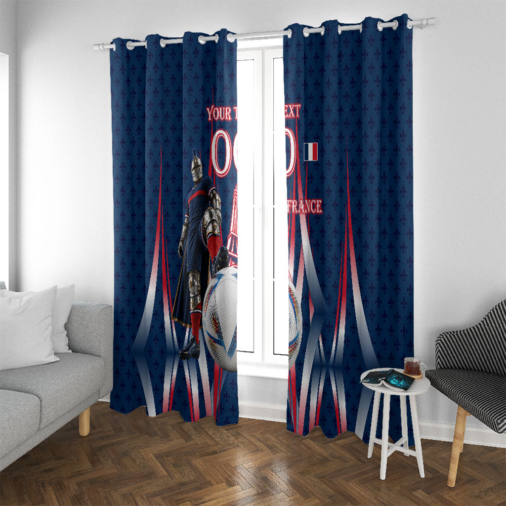 Personalized France Football Knight Window Curtain Medieval Knight Soccer Concept With Eiffel Tower