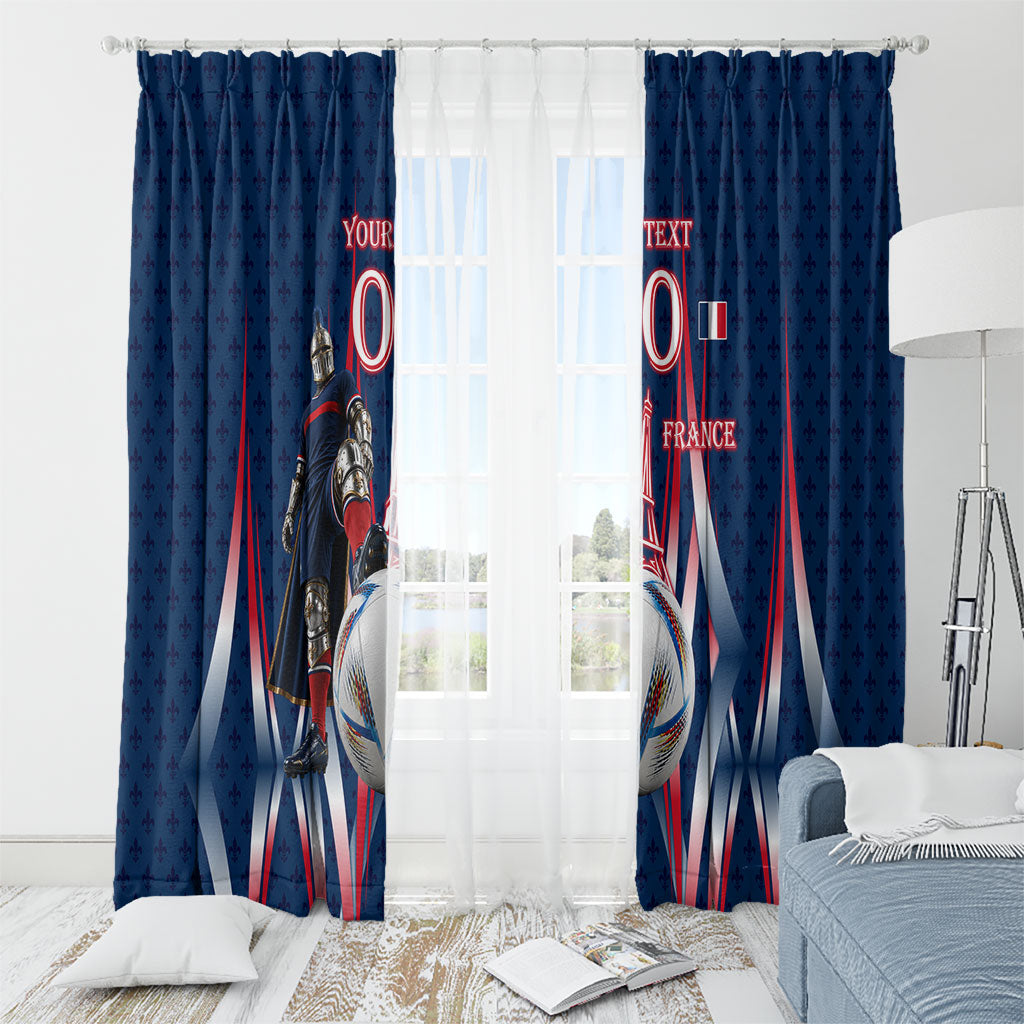 Personalized France Football Knight Window Curtain Medieval Knight Soccer Concept With Eiffel Tower