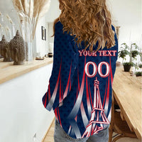 Personalized France Football Knight Women Casual Shirt Medieval Knight Soccer Concept With Eiffel Tower