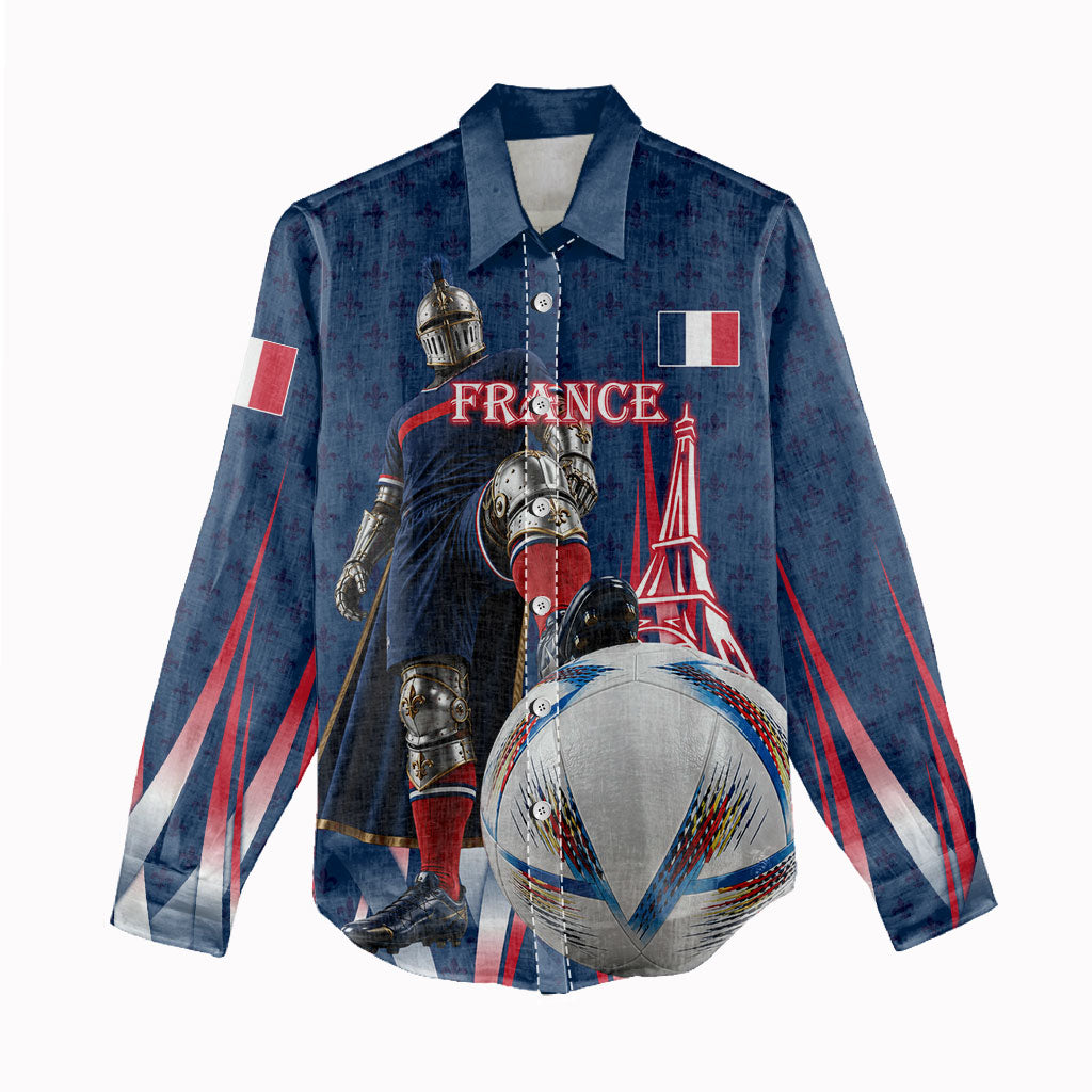 Personalized France Football Knight Women Casual Shirt Medieval Knight Soccer Concept With Eiffel Tower