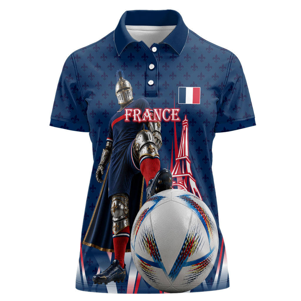 Personalized France Football Knight Women Polo Shirt Medieval Knight Soccer Concept With Eiffel Tower