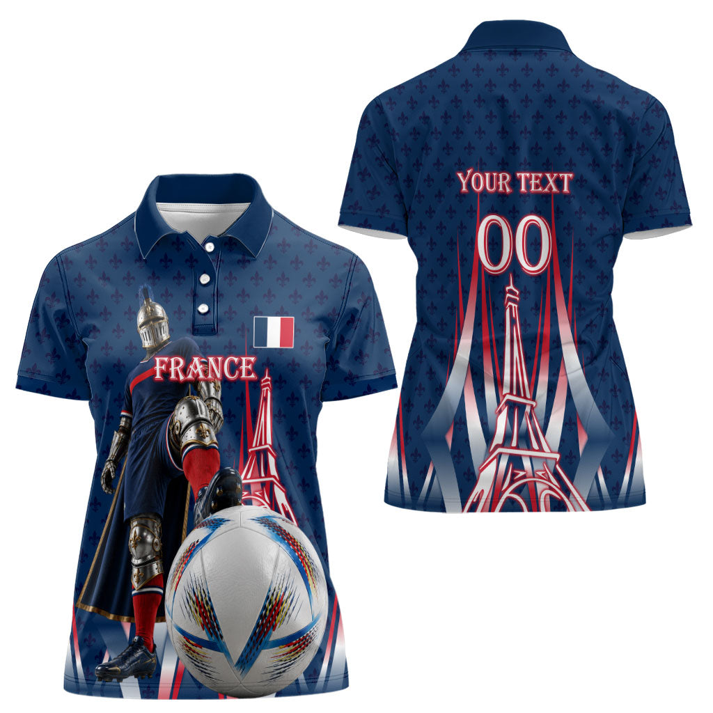 Personalized France Football Knight Women Polo Shirt Medieval Knight Soccer Concept With Eiffel Tower