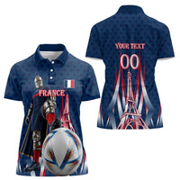 Personalized France Football Knight Women Polo Shirt Medieval Knight Soccer Concept With Eiffel Tower