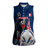 Personalized France Football Knight Women Sleeveless Polo Shirt Medieval Knight Soccer Concept With Eiffel Tower