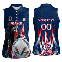 Personalized France Football Knight Women Sleeveless Polo Shirt Medieval Knight Soccer Concept With Eiffel Tower