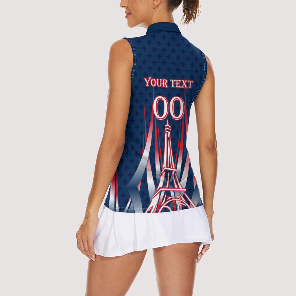 Personalized France Football Knight Women Sleeveless Polo Shirt Medieval Knight Soccer Concept With Eiffel Tower